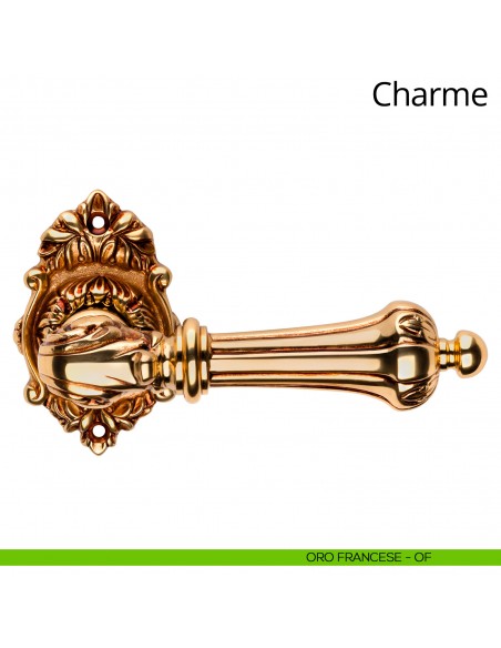 Maniglia per porta interna Charme Linea Calì rosetta ovale oro francese