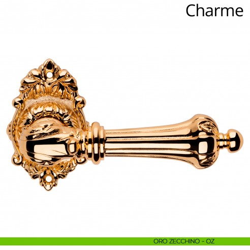 Maniglia per porta interna Charme Linea Calì rosetta ovale oro zecchino