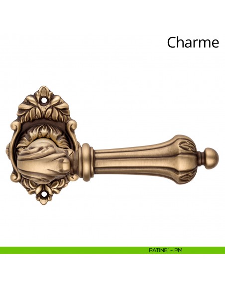 Maniglia per porta interna Charme Linea Calì rosetta ovale patinè