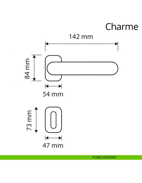 Maniglia per porta interna Charme Linea Calì rosetta ovale foro patent