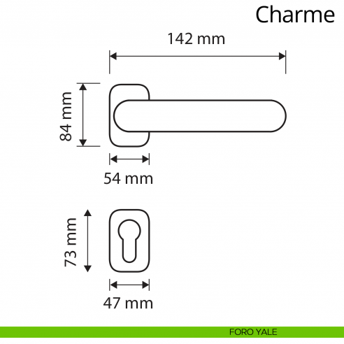 Maniglia per porta interna Charme Linea Calì rosetta ovale foro yale