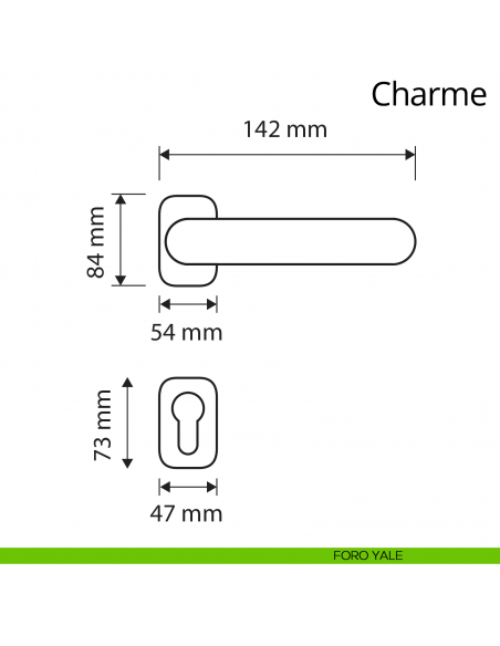 Maniglia per porta interna Charme Linea Calì rosetta ovale foro yale