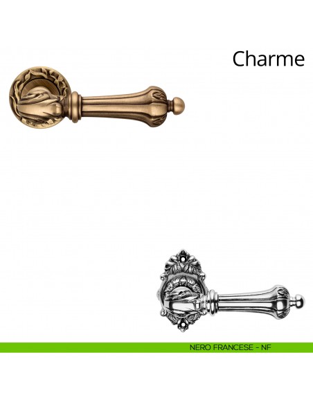 Maniglia per porta interna Charme Linea Calì rosetta tonda nero francese