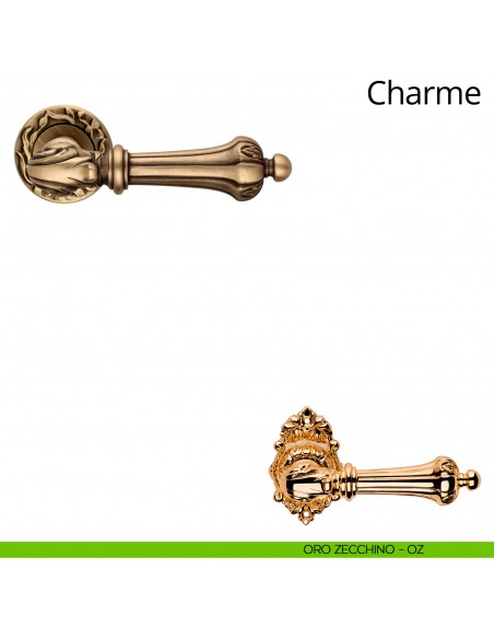 Maniglia per porta interna Charme Linea Calì rosetta tonda oro zecchino