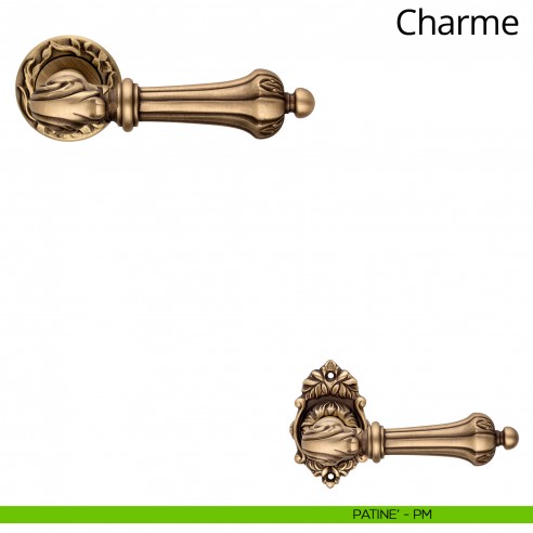 Maniglia per porta interna Charme Linea Calì rosetta tonda patinè