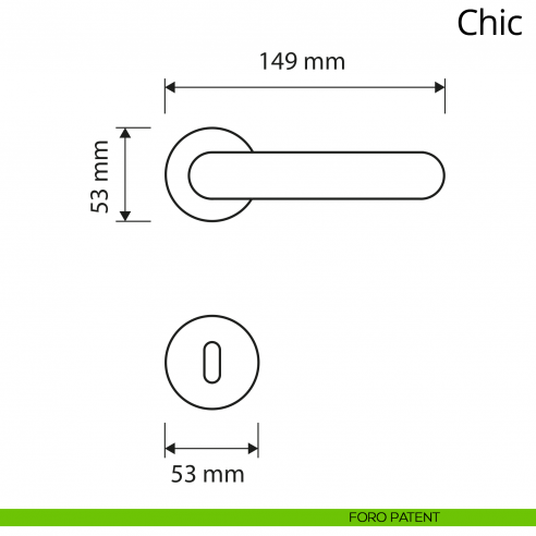 Maniglia per porta interna Chic Linea Calì oro zecchino foro patent
