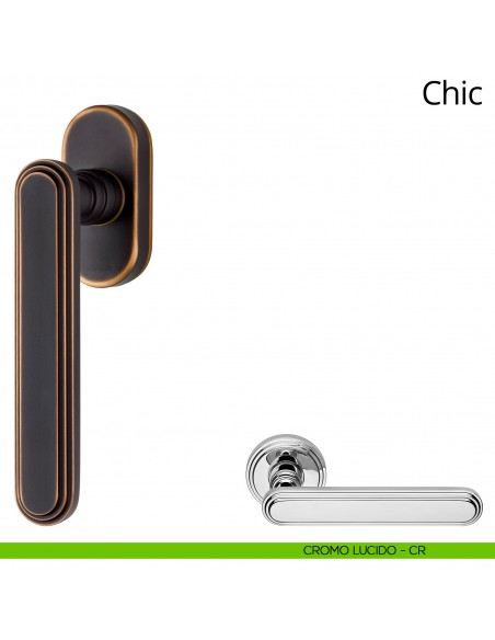 Maniglia per finestra martellina DK Chic Linea Calì cromo lucido