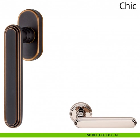 Maniglia per finestra martellina DK Chic Linea Calì nickel lucido