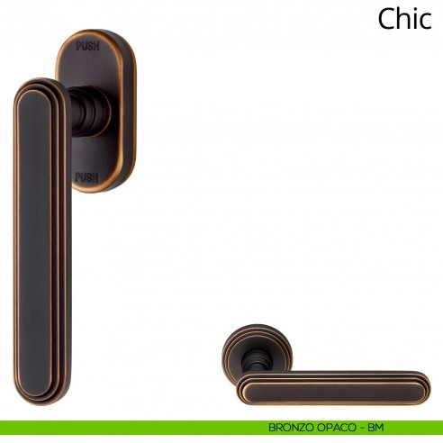 Maniglia per finestra martellina DK antintrusione Chic Linea Calì bronzo opaco