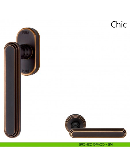 Maniglia per finestra martellina DK antintrusione Chic Linea Calì bronzo opaco