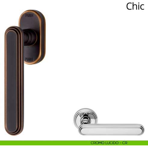 Maniglia per finestra martellina DK antintrusione Chic Linea Calì cromo lucido