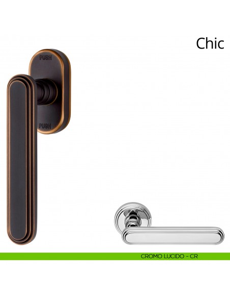 Maniglia per finestra martellina DK antintrusione Chic Linea Calì cromo lucido