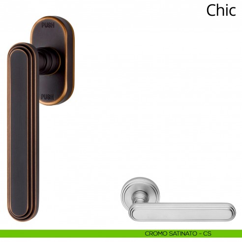 Maniglia per finestra martellina DK antintrusione Chic Linea Calì cromo satinato