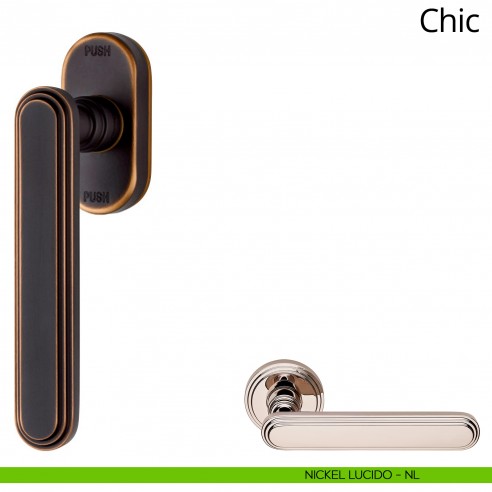 Maniglia per finestra martellina DK antintrusione Chic Linea Calì nickel lucido