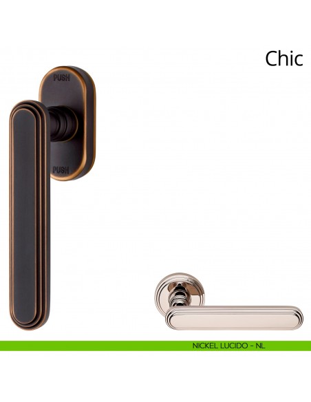 Maniglia per finestra martellina DK antintrusione Chic Linea Calì nickel lucido