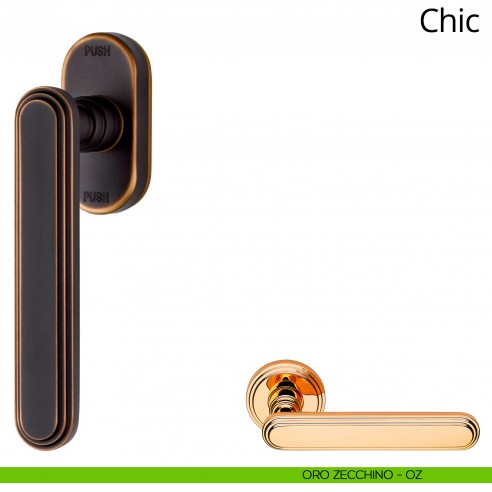 Maniglia per finestra martellina DK antintrusione Chic Linea Calì oro zecchino