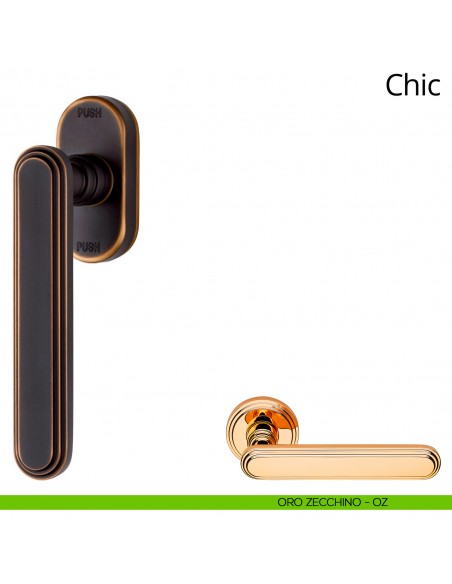 Maniglia per finestra martellina DK antintrusione Chic Linea Calì oro zecchino