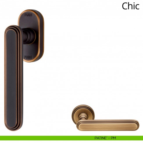 Maniglia per finestra martellina DK antintrusione Chic Linea Calì patinè