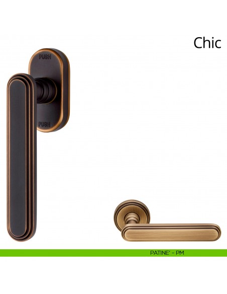 Maniglia per finestra martellina DK antintrusione Chic Linea Calì patinè