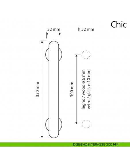 Maniglione per porta Chic Linea Calì interasse 300 mm