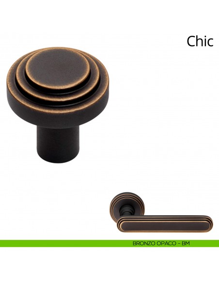 Pomolo per mobile Chic Linea Calì diametro 34 mm bronzo opaco