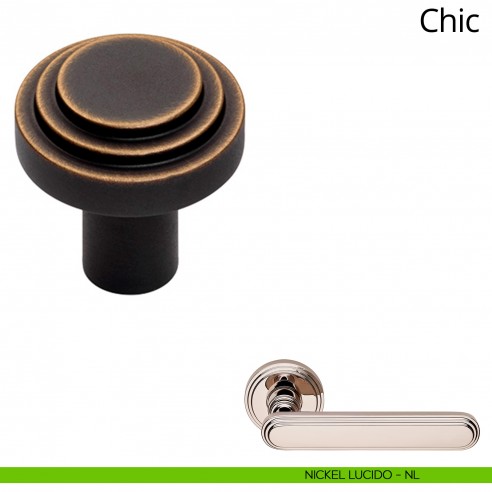 Pomolo per mobile Chic Linea Calì diametro 34 mm bronzo opaco nickel lucido