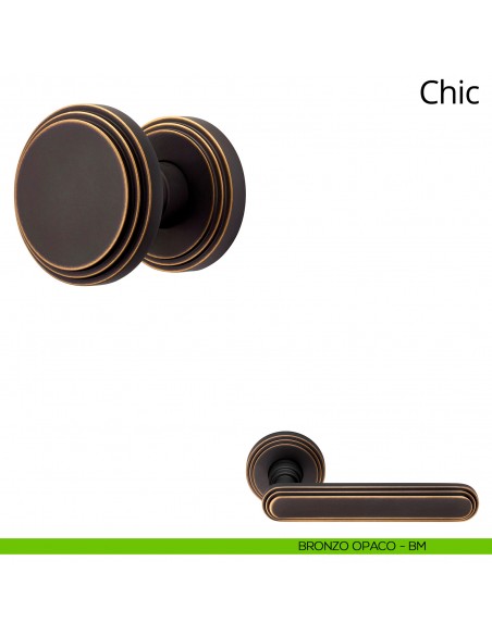 Pomolo per porta fisso Chic Linea Calì con rosetta tonda bronzo opaco