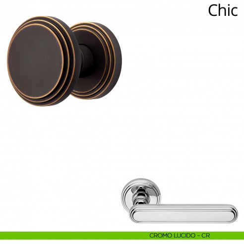 Pomolo per porta fisso Chic Linea Calì con rosetta tonda cromo lucido
