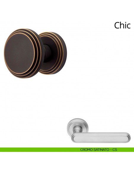 Pomolo per porta fisso Chic Linea Calì con rosetta tonda cromo satinato