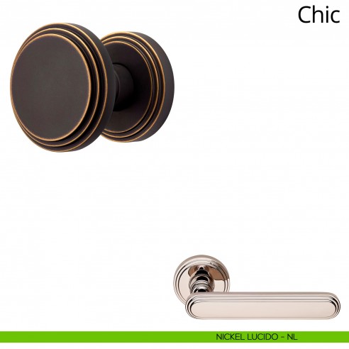 Pomolo per porta fisso Chic Linea Calì con rosetta tonda nickel lucido