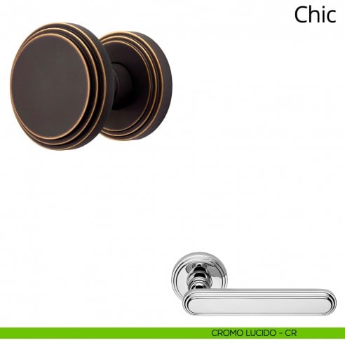 Pomolo per porta girevole Chic Linea Calì con rosetta tonda cromo lucido