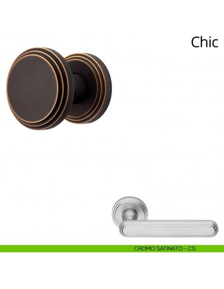 Pomolo per porta girevole Chic Linea Calì con rosetta tonda cromo satinato