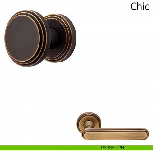 Pomolo per porta girevole Chic Linea Calì con rosetta tonda patinè