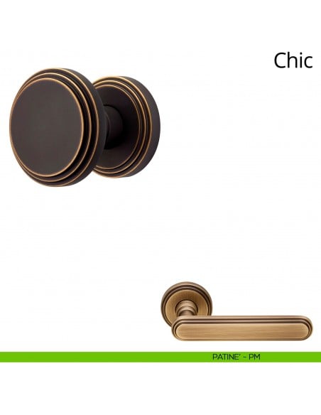 Pomolo per porta girevole Chic Linea Calì con rosetta tonda patinè
