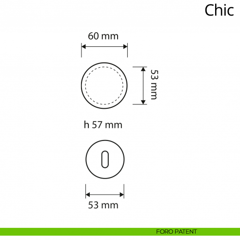 Pomolo per porta girevole Chic Linea Calì con rosetta tonda foro patent