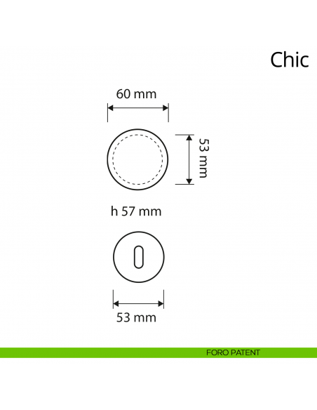 Pomolo per porta girevole Chic Linea Calì con rosetta tonda foro patent