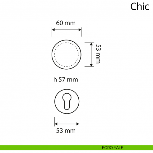 Pomolo per porta girevole Chic Linea Calì con rosetta tonda foro yale