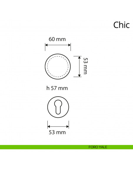 Pomolo per porta girevole Chic Linea Calì con rosetta tonda foro yale