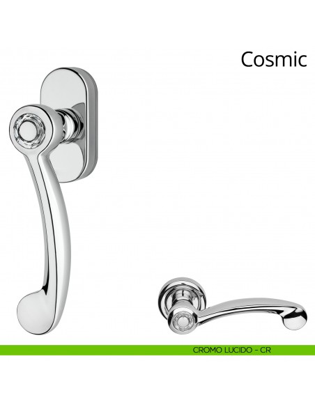 Maniglia Swarovski per finestra martellina DK Cosmic Linea Calì cromo lucido