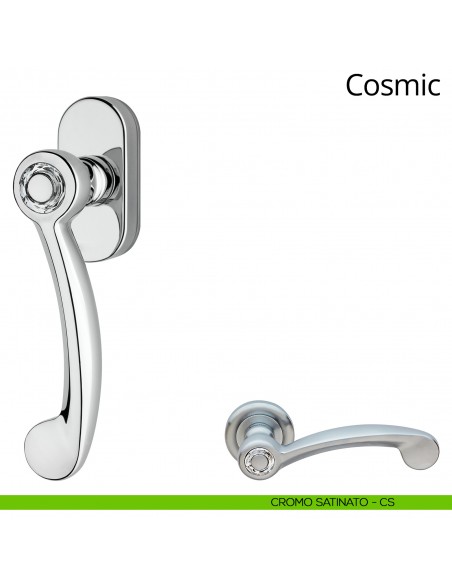 Maniglia Swarovski per finestra martellina DK Cosmic Linea Calì cromo satinato