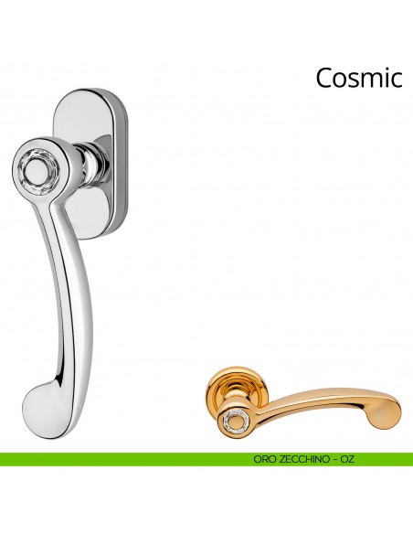 Maniglia Swarovski per finestra martellina DK Cosmic Linea Calì oro zecchino