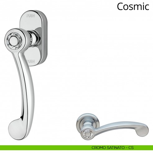 Maniglia Swarovski per finestra martellina DK antintrusione Cosmic Linea Calì cromo satinato