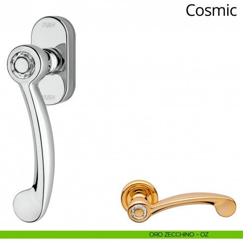 Maniglia Swarovski per finestra martellina DK antintrusione Cosmic Linea Calì oro zecchino