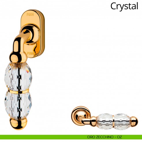 Maniglia Swarovski per finestra martellina DK antintrusione Crystal Linea Calì oro zecchino