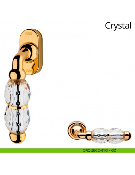 Maniglia Swarovski per finestra martellina DK antintrusione Crystal Linea Calì oro zecchino