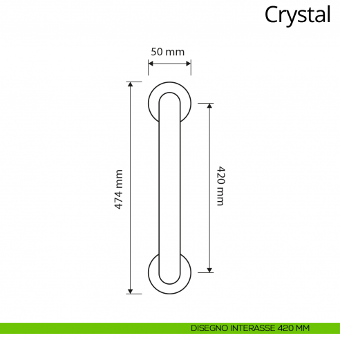 Maniglione Swarovski per porta Crystal Linea Calì interasse 420 mm