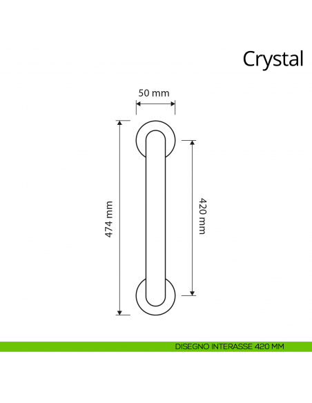 Maniglione Swarovski per porta Crystal Linea Calì interasse 420 mm