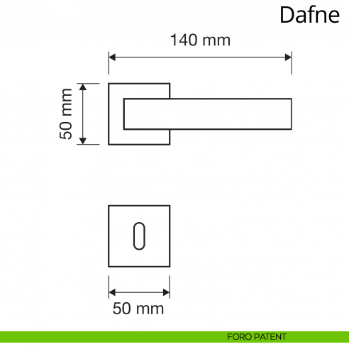 Maniglia per porta interna Dafne Linea Calì rosetta quadrata tradizionale foro patent