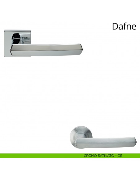 Maniglia per porta interna Dafne Linea Calì rosetta quadrata bassa cromo satinato