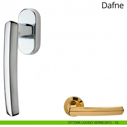 Maniglia per finestra martellina DK Dafne Linea Calì ottone lucido verniciato